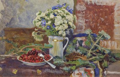 MARTWA NATURA Z BUKIETEM KWIATÓW, OK. 1920