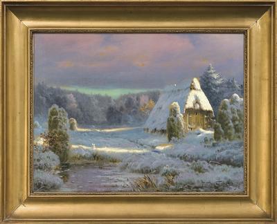 STAJENKA W ŚNIEŻNYM KRAJOBRAZIE, 1918