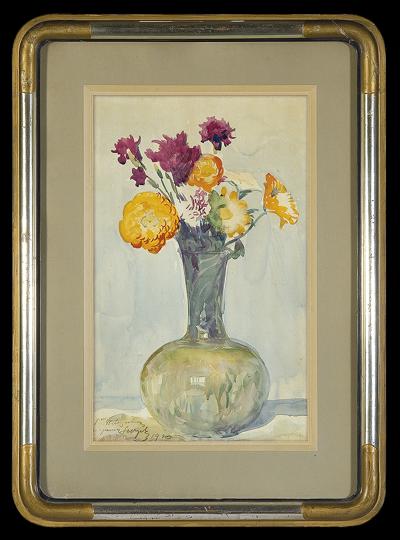 BUKIET KWIATÓW W SZKLANYM WAZONIE, 1920