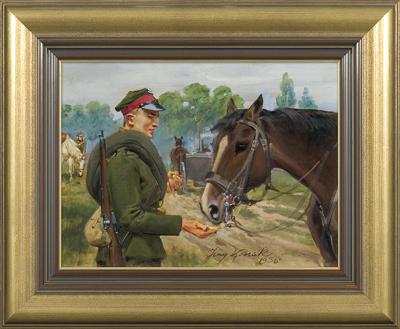 UŁAN KARMIĄCY KONIA, 1936
