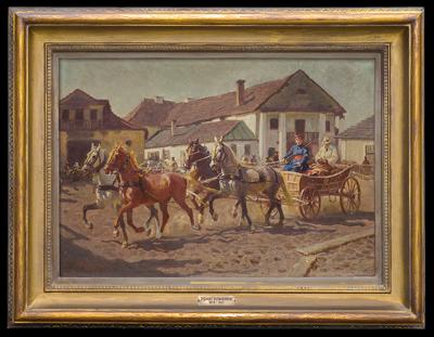 PRZYJAZD DO MIASTECZKA, OK. 1930