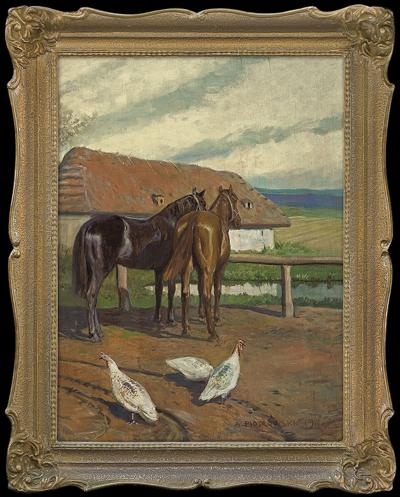 KONIE PRZED CHATĄ, 1917