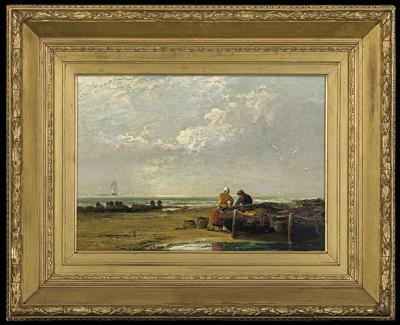 ZBIERACZE MAŁŻY. RYBACY PRZY ŁODZIACH, 1888