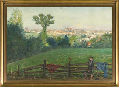 GRAJEK NA TLE PANORAMY KRAKOWA, 1938