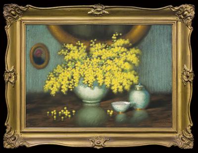 MARTWA NATURA Z KWIATAMI MIMOZY, 1942
