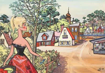 PEJZAż PODMIEJSKI Z KOLEJKą, 1959