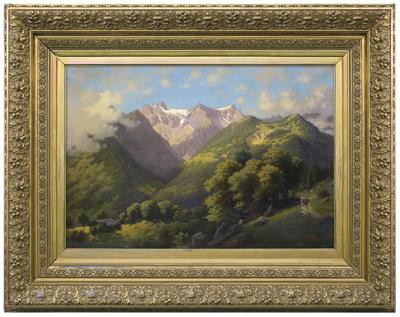 PEJZAŻ ALPEJSKI Z GRUPĄ WĘDROWCÓW, 1886