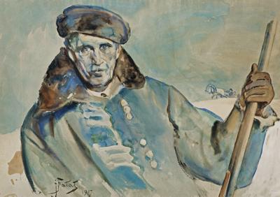 AUTOPORTRET W ZIMOWYM OKRYCIU, 1917