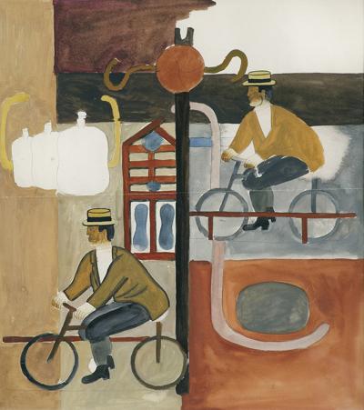 KOMPOZYCJA Z DWOMA ROWERZYSTAMI, 1928
