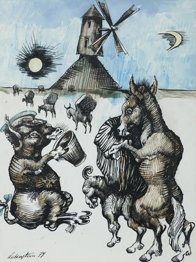 SZKIC ILUSTRACJI DO FOLWARKU ZWIERZĘCEGO, 1974