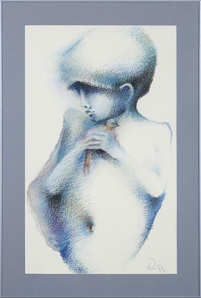 CHŁOPIEC TRZYMAJĄCY PTASZKA, 1977
