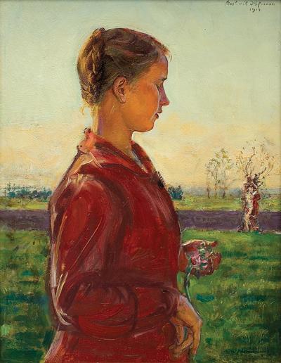 DZIEWCZYNA W PEJZAŻU ZE ŚW. SEBASTIANEM, 1914