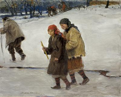 POWRÓT Z CERKWI NA HUCULSZCZYŹNIE, OK. 1910