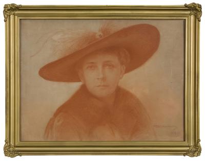 PORTRET PANI W SZEROKOSKRZYDŁYM KAPELUSZU, 1917