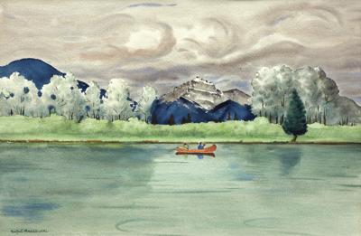 PEJZAŻ ZNAD BOW RIVER W KANADZIE, 1943 - 1950