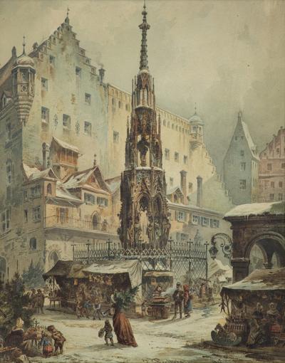 TARG ŚWIĄTECZNY NA RYNKU W NORYMBERDZE, 1877