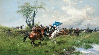 ATAK KAWALERII. ATAK HUSARII POLSKIEJ, OK. 1898