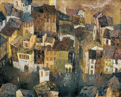 FRAGMENT MIASTECZKA - UMBRIA, 1968