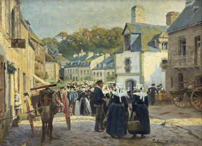 TARG W BRETOŃSKIM MIASTECZKU, OK. 1910