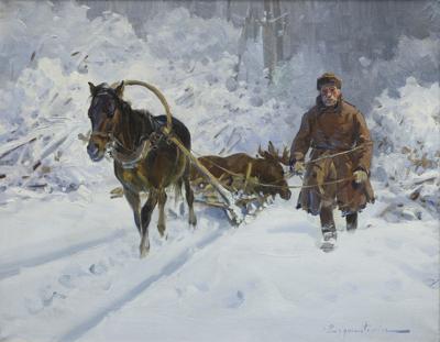 POWRÓT Z POLOWANIA Z ŁOSIEM, OK. 1930