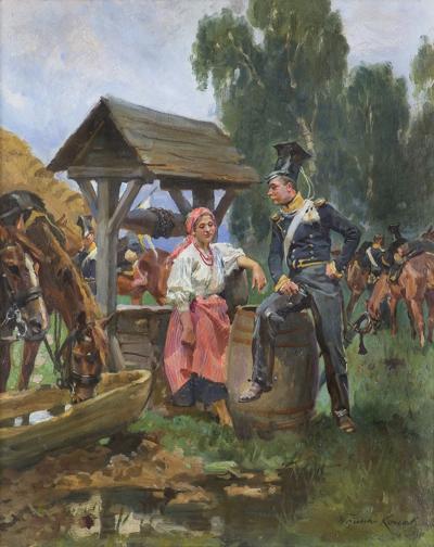 PRZY STUDNI. UŁAN I DZIEWCZYNA, 1911