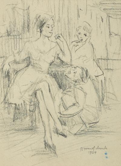 DWIE KOBIETY I KLĘCZĄCY MĘŻCZYZNA, 1929