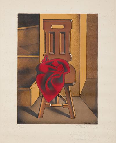 KRZESŁO Z CZERWONĄ TKANINĄ, 1950