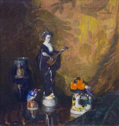 MARTWA NATURA Z PORCELANOWĄ FIGURKĄ