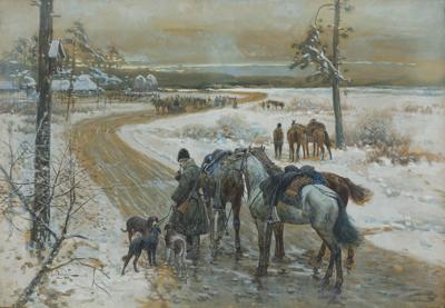 PRZED POLOWANIEM. CZEKAJĄC NA PANÓW, 1901