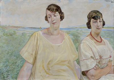 PORTRET ANNY SOCZYŃSKIEJ Z SIOSTRĄ AURELIĄ,1924