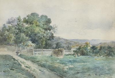PEJZAŻ LETNI ZE SZTAFAŻEM, OK. 1900