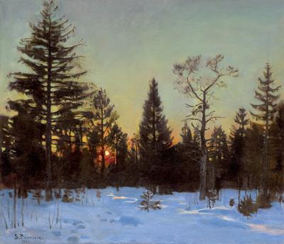PUSZCZA – ZACHÓD SŁOŃCA ZIMĄ, 1923