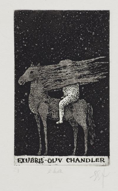 EXLIBRIS OLIV CHANDLER, LATA 80. XX W.