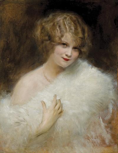 PORTRET DAMY W PERŁACH