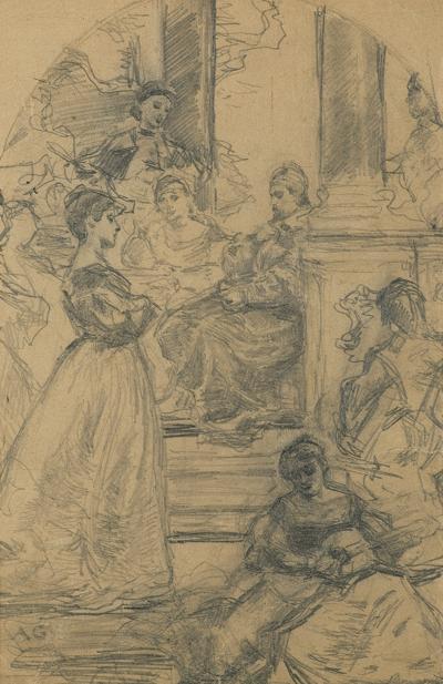 STUDIUM KOMPOZYCJI OBRAZU SJESTA WŁOSKA,OK.1878
