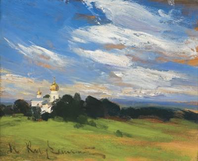 PEJZAŻ Z CERKWIĄ. PEJZAŻ Z ROZTOCZA, 1905