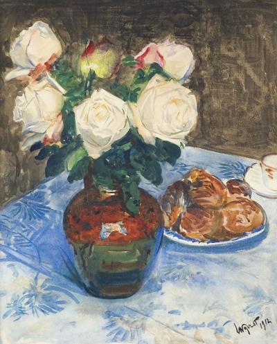MARTWA NATURA Z BIAŁYMI RÓŻAMI, 1912