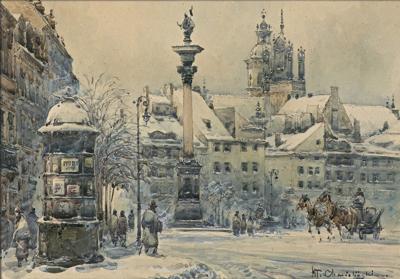 WIDOK NA KOLUMNĘ ZYGMUNTA, PRZED 1947