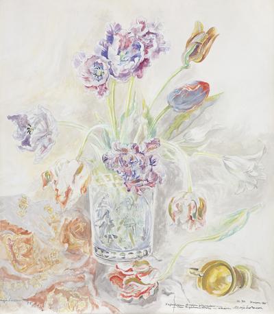 KWIATY W SZKLANYM WAZONIE, 1955