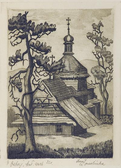 DREWNIANY KOŚCIÓŁEK WŚRÓD DRZEW, 1932