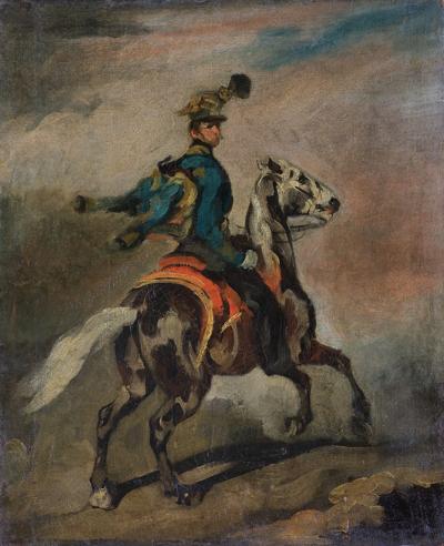 BŁĘKITNY HUZAR, HUZAR AUSTRIACKI NA KONIU, 1836