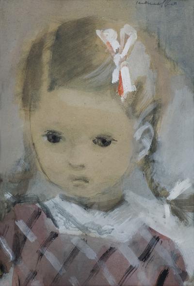 PORTRET DZIEWCZYNKI Z KOKARDĄ, LATA 40. XX W.