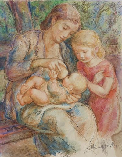 MACIERZYŃSTWO - ŻONA ARTYSTY Z DZIEĆM, 1930
