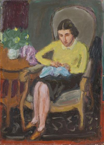 PORTRET ŻONY W FOTELU, LATA 40. XX W.