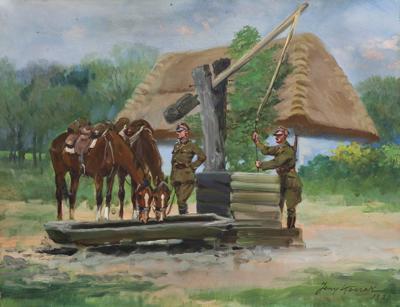 UŁANI PRZY STUDNI, 1930