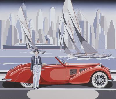 KOBIETA I CZERWONE BUGATTI, 2024