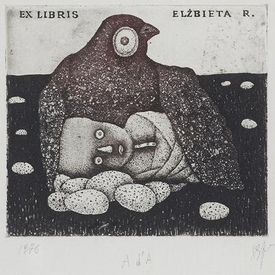 EKSLIBRIS ELŻBIETY  R.[OSZKOWSKIEJ], 1976