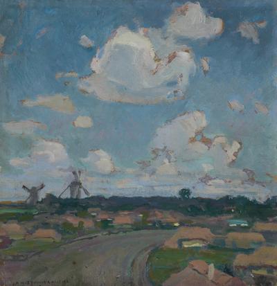 PEJZAŻ Z WIATRAKAMI, OK. 1905