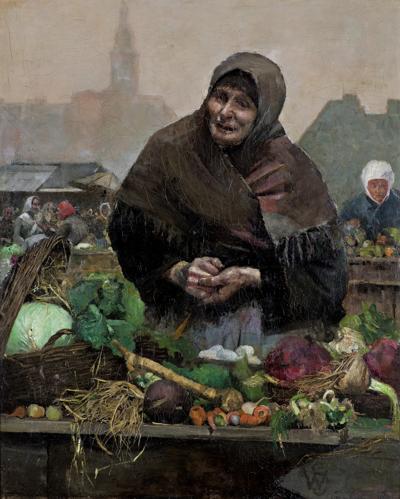 PRZEKUPKA. HANDLARKA WARZYW, OK. 1883