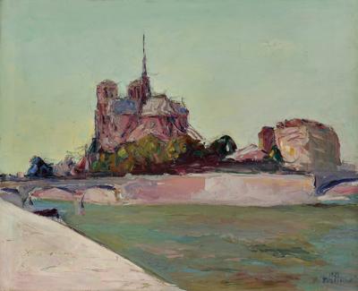 PARYŻ, WIDOK NA KATEDRĘ NOTRE-DAME, 1928